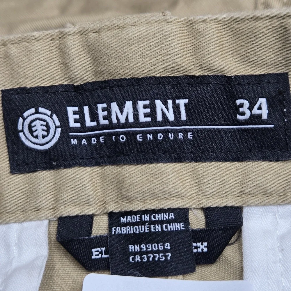 Element Men Shorts 34 Khaki Chino Twill M245TESW Sawyer WK Button 11
